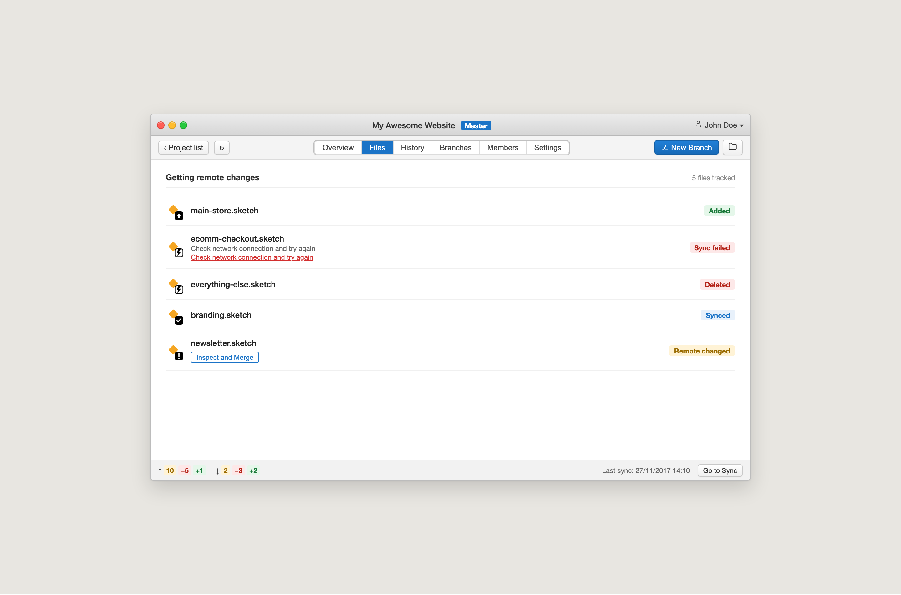 Versions files — sync conflict and failure recovery